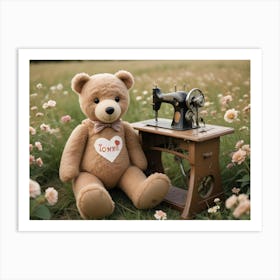 Teddy Bear With Sewing Machine 2 Art Print