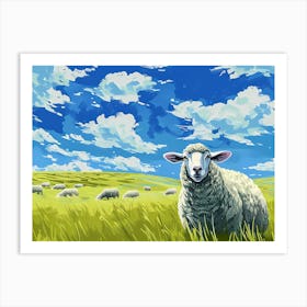 Sheep In The Field Art Print