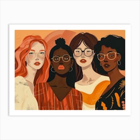 Modern Illustration Of Women In Harmony Enjoying Their Diversity 2 Art Print