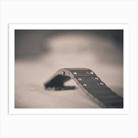 Close Up Of A Metal Watch Strap Is On A White Cloth Art Print