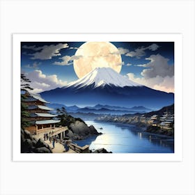 Moonlight Over Mount Fuji Art Print