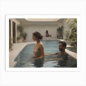 Man And Woman In A Pool Art Print