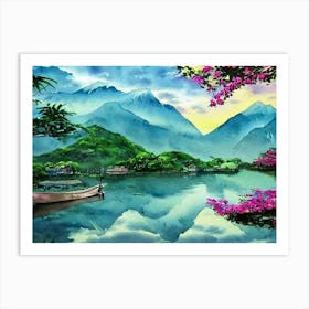 Morning Over A Secluded Fishing Village Art Print