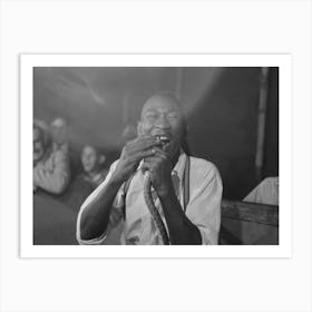 Man Biting Snake At Sideshow, State Fair, Donaldsonville, Louisiana By Russell Lee Art Print
