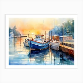 Boats At Sunset 1 Art Print