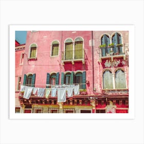 Laundry In Pink Venice, Italy Art Print