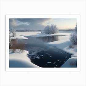 Winter Landscape Of A Wetland Blanketed In Snow Art Print