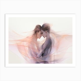 Two Women Hugging Art Print