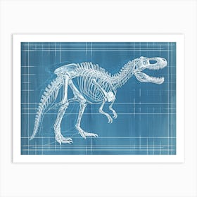 Carnotaurus Skeleton Hand Drawn Blueprint 2 Art Print