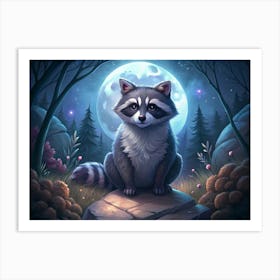 Raccoon In The Forest 1 Art Print