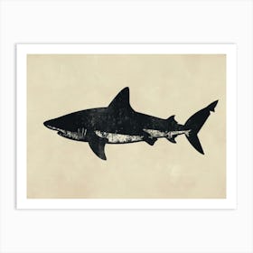 Tiger Shark Grey Silhouette 7 Art Print
