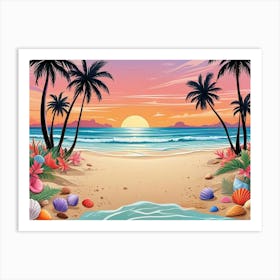 Sunset Beach Scene Art Print