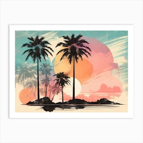 Palm Trees At Sunset 2 Art Print