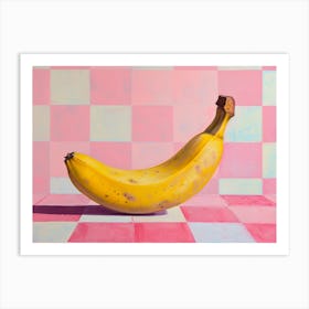 Banana Still Life Pink Checkerboard 2 Art Print