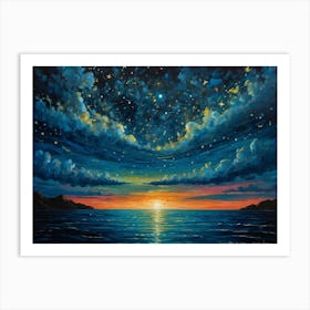 Sunset Over The Ocean 1 Art Print