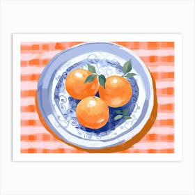 A Plate Of Oranges, Top View Food Illustration, Landscape 3 Art Print