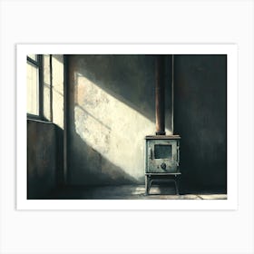 Old Stove In A Room Art Print