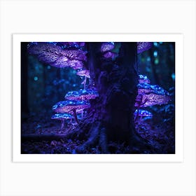 Ai Purple Bioluminescent Fungus On Tree 022204 Art Print