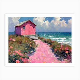 Pink Beach House 1 Art Print