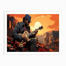 Guitar Player In A City 1 Art Print