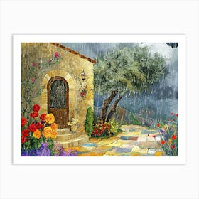 Rainy Day in a Mediterranean Garden # 2 Art Print