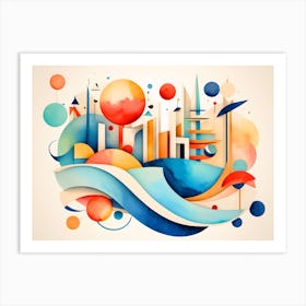 City Abstract Watercolor Painting Art Print