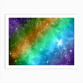 Purple Green Gold Galaxy Space Background Art Print