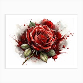 Blood Splattered Red Rose Art Print