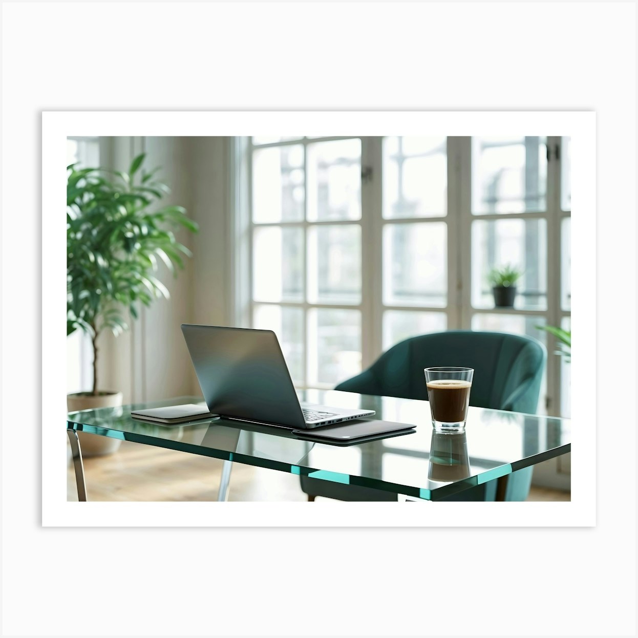 Office Desk With Laptop Art Print by KarloCuris