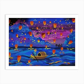 Lanterns In The Sky Art Print