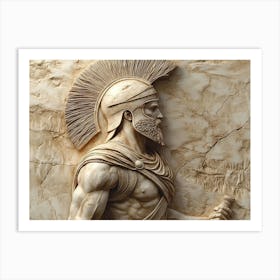 3d Relief Of An Ancient Greek Warrior 1 Art Print