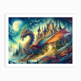 Dragon And Castle Art Print