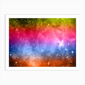 Orange, Blue, Magenta, Yellow Galaxy Space Background 1 Art Print