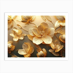 Gold Flowers 35 Art Print