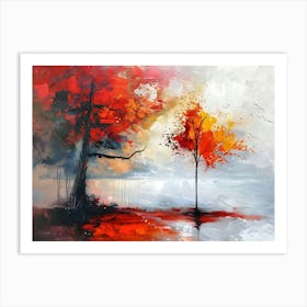 Autumn Trees abstract painting Art Print