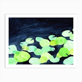 Acid Green Waterlilies Art Print