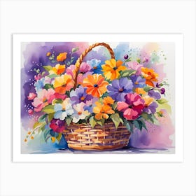 Basket Of Flowers Art Print