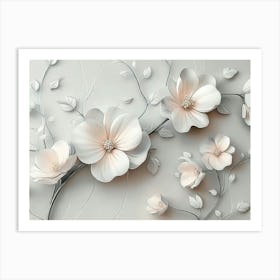 White Flowers On A Wall 6 Art Print