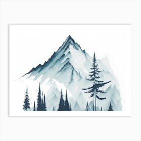 Mountain And Forest In Minimalist Watercolor Horizontal Composition 355 Art Print