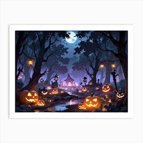 Halloween Pumpkins In The Woods Art Print