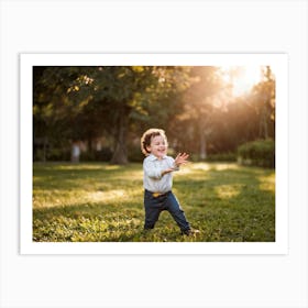 Candid Photo Capturing Childhood Joy Young Child Laughing Amidst A Backdrop Of Dappled Sunlight Fil (1) Art Print