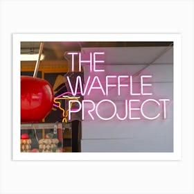 Pink neon sign the waffle project - la style foodtruck in Stavanger, Norway - summer food - street and travel photography by Christa Stroo Photography Art Print