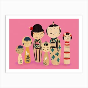 Kokeshi Family Art Print
