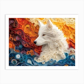 Samoyed Paper Quilling Dog Portrait II Art Print