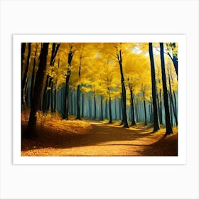 Yellow Forest Path Art Print