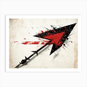 Arrow Icon Embodying Progress And Time Incorporates A Grunge Aesthetic With Splattered Paint On A V (4) Art Print