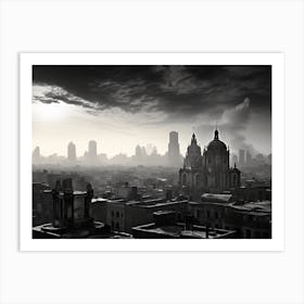 Black And White Photograph Of Mexico City Art Print