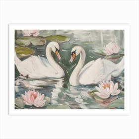 Swans In Water Art Print