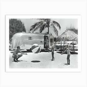 Airstream Trailer On The Beach Art Print