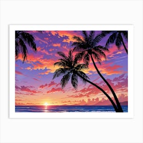 Sunset With Palm Trees 8 Art Print